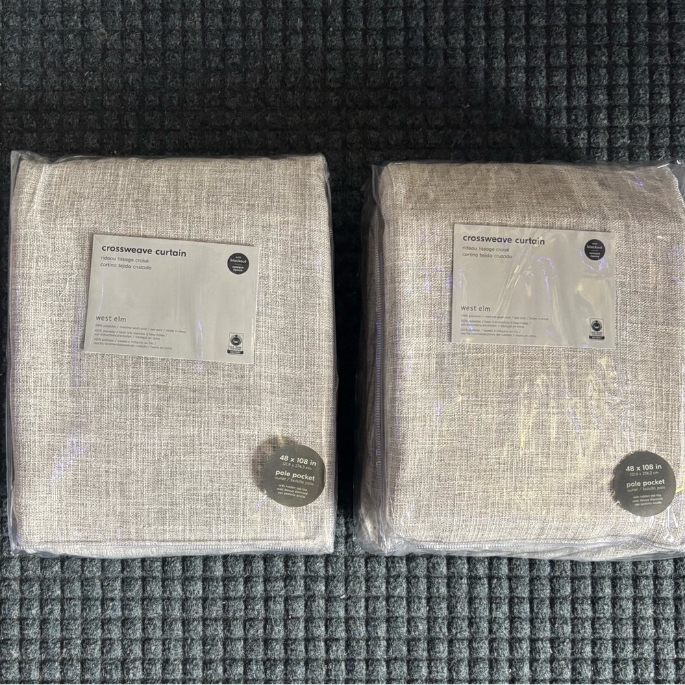 x2 West Elm Crossweave Blackout Curtain Panels